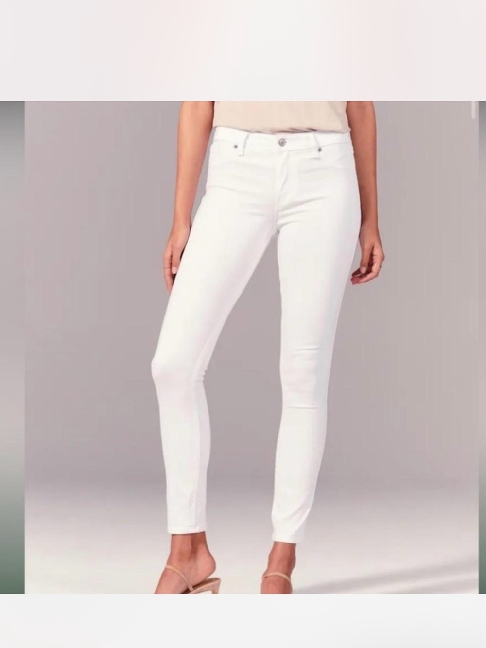 Abercrombie & Fitch Off White/Cream Women's Skinny Jeans